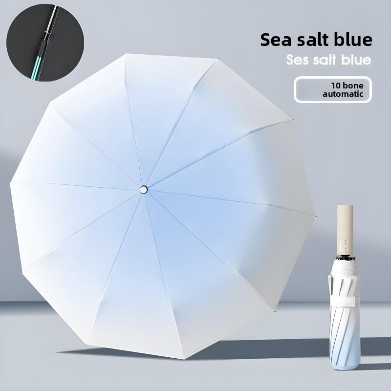 20 Bones Triple Fold Umbrella Fully Automatic Gradient Black Rubber Sunscreen Umbrella Folding Sunny Umbrella