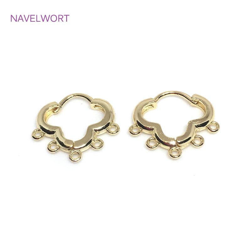 

Trendy 14K Gold Plated Hoop Earrings Hooks Clasps Fittings Brass Metal DIY Tassel Earring Making Findings Supplies 2 pieces