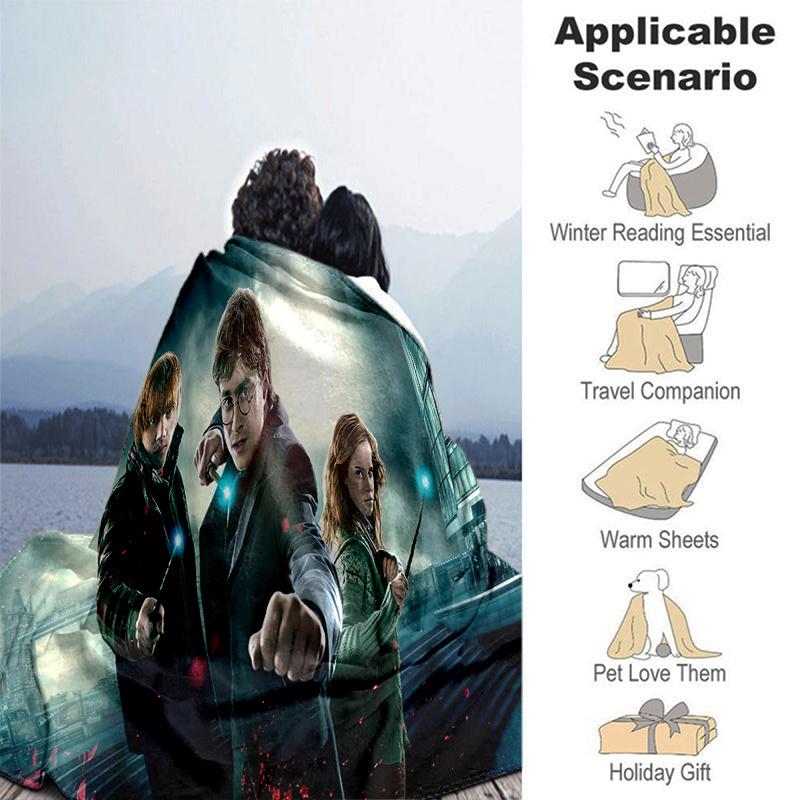 Harry Potter and the Deathly Hallows Part 2 Poster PrintPrint Blanket, Soft Blanket For Sofa Office Bed And Travelling Daughter Birthday Gif