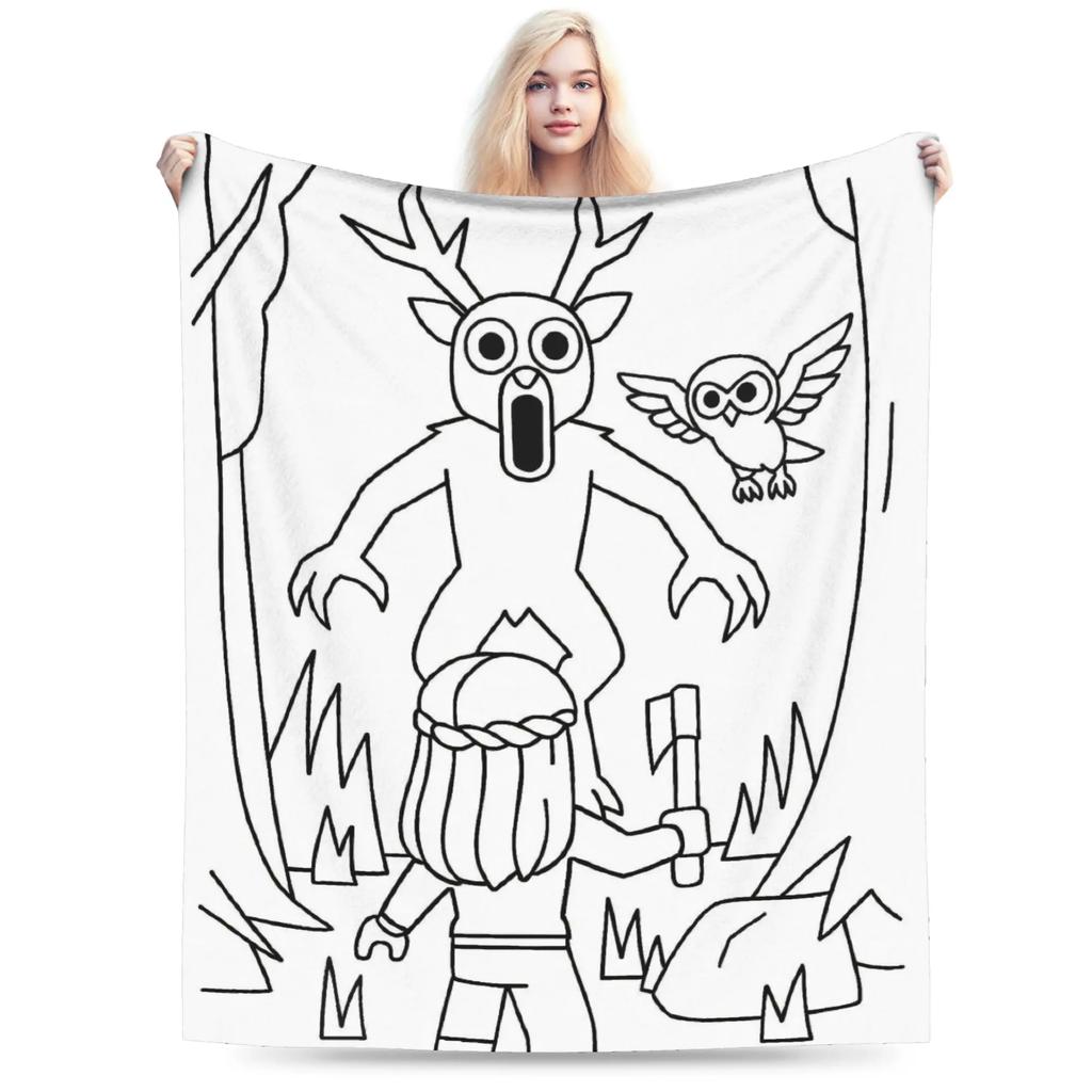 Warm Soft Flannel Throw Blanket for Kids and Adults Airplane  Deer Print Ideal for Travel Sofa Chair Bed Cover   Nights Cozy Des