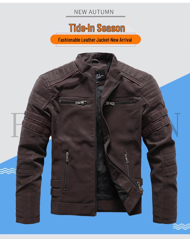 Men's Slim Fit Frosted Leather PU Motorcycle Jacket - Stylish Autumn & Winter Wear