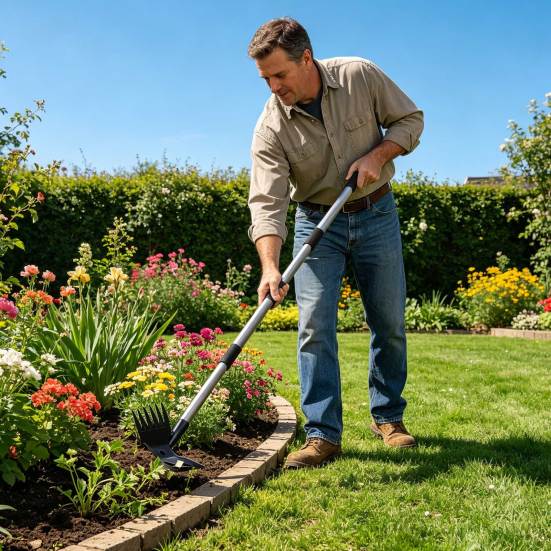 Long Handle Weed Puller Tool Heavy-Duty 2-in-1 Weeding Tool Hand Weed Rake And Hoe for Easy Weeding Soil Loosening Digging in Garden Yard Lawn