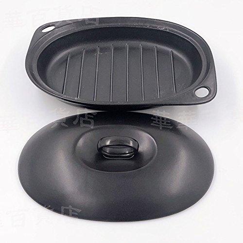 Hanaka Department Store [Kitchen Utensils] Banko Ware Microwave Heating Plate with Lid, Black, 01-02
