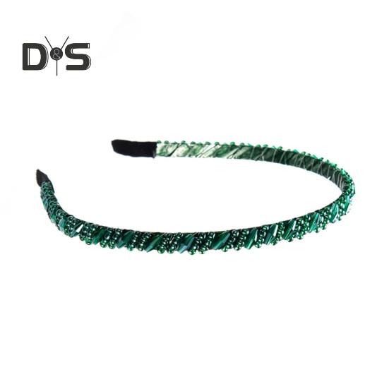 

Женская повязка на голову с искусственными хрустальными бусинами, эластичный нескользящий обруч для волос, легкая повязка на голову с тонкими краями, аксессуары для волос зелёный