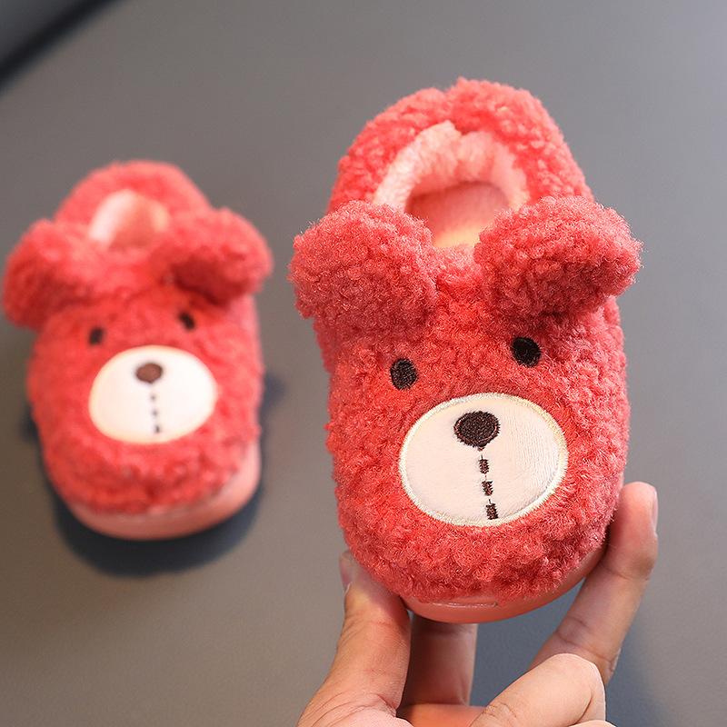 Baby Cotton Slippers, Autumn and Winter Boys' Cartoon Cotton Slippers, Indoor Bags and Winter Warm Children's Cotton Shoes
