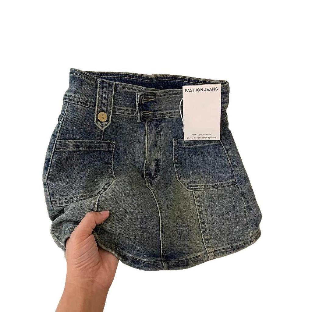 2025 Vintage High Waist Denim Mini Skirt for Women, Plus Size, Slimming, Anti-Exposure, Bodycon Workwear for Summer