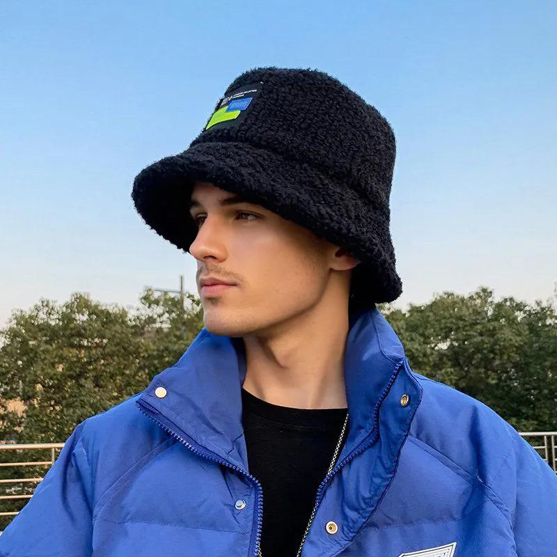 

WTEMPO Solid Color Thick Fleece Black Hat Men Winter Soft Cold-proof Windproof Outdoor Cycling Plush Bucket Hats 1pc чёрный