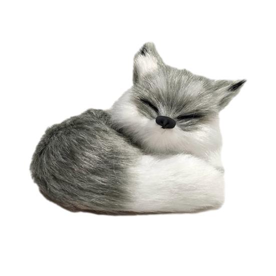 

Simulated Fox Model Realistic Artificial Fur Sleeping Fox Figurine Mini Animal Statue Home Office Decoration Ornament Animal Lovers Gift сірий