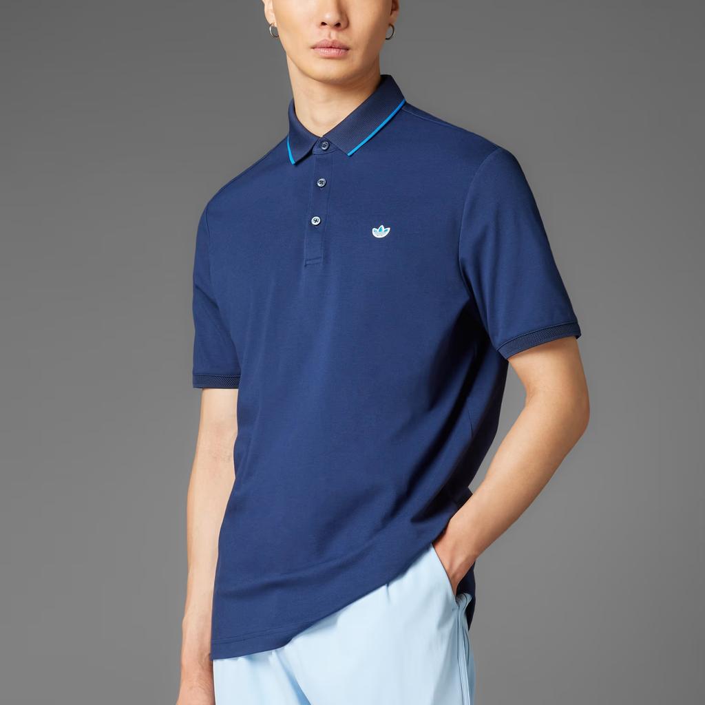 Adidas Originals Twistknit Series Embroidered Fashion Simple Short Sleeve Polo Shirt Men Polo Shirts Night-Blue JH3859