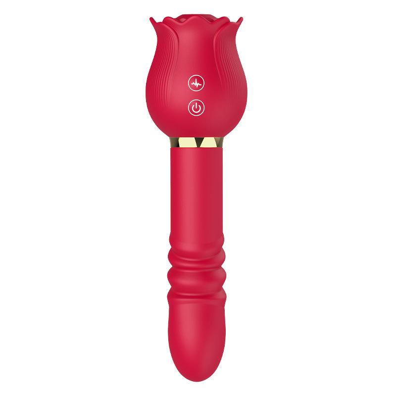 Chen Rose Telescopic Vibrator with Licking Tongue and Jumping Egg