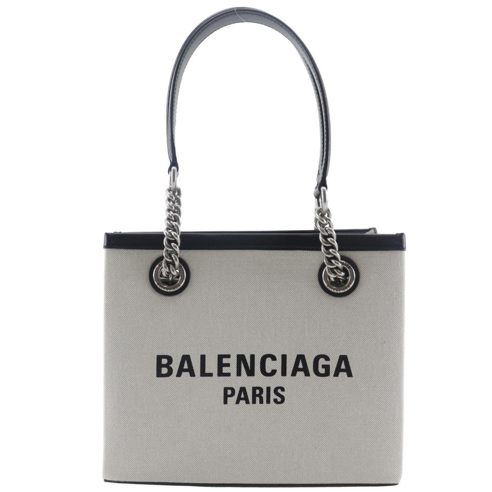 BALENCIAGA Small tote Tote Bag 7599412AAOK9260 logo Light gray Nylon canvas Women Used