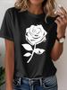 New Unisexs TShirt Black Rose Graphic Printed Casual Fashion Short Sleeve TShirt Soft Comfortable Summer Unisex Clothing