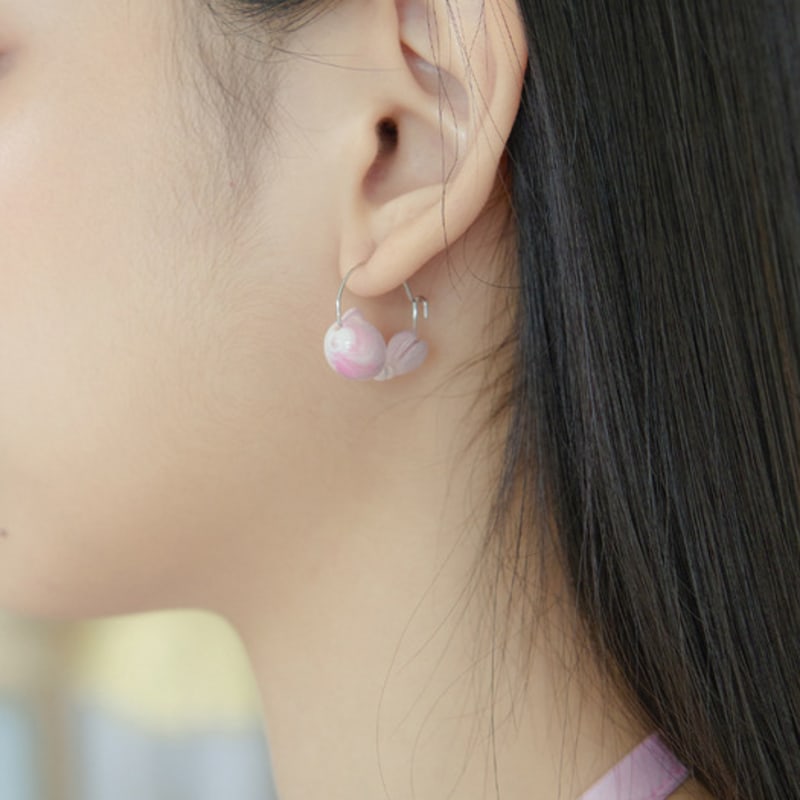 LOVUEE Pink Kitty with Pink Tulip Earrings