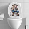 3D Funny Cartoon Calf Reading Newspaper On Toilet Wall Sticker Self-Adhesive Waterproof Removable Bathroom Home Decor Art