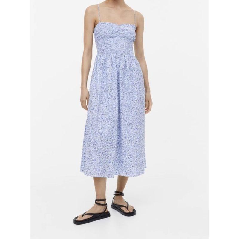 Export Single Cross-Border H Lady Sling Casual Exquisite Print Large Swing Cotton Elegance Date Dress Women