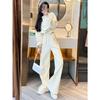 Korean Style Fashion Short Sweatshirt and  Pants Set for Women's Leisure Wear