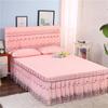 3pcs Set Bed Spread Princess Lace Bed Skirt Solid Color Luxury King Queen Bedspread with 2pcs Pillowcase