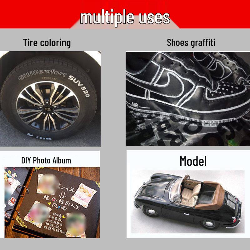 White Waterproof Quick-Dry Oil-Based Tire Marker Pen, Fade-Resistant Fine and Broad Points for Labeling.