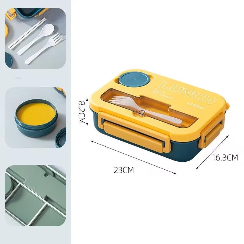 1300ML 4Lunch Box with Tableware Microwavable Dishwasher Cleaning Hermetic Bento Box for Students Adults School Office