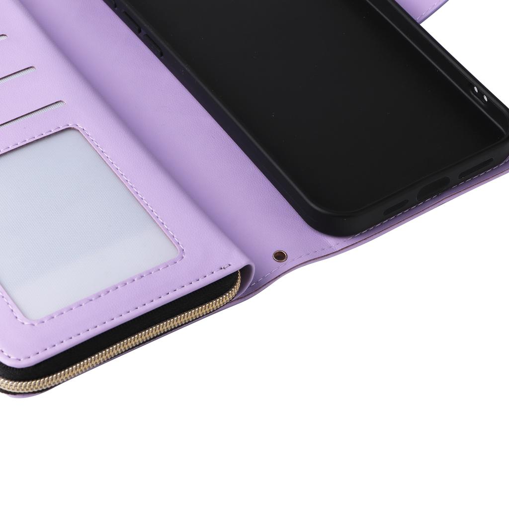 For iPhone 13 mini Case Leather Zipper Pouch Wallet Crossbody Phone Cover