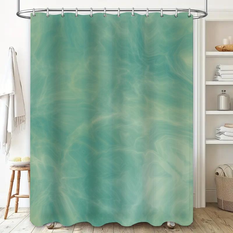Modern Green Bath Shower Curtain Waterproof Decoration Home Decor 3D Printed Bathroom Liner for Bathtub White Tub.