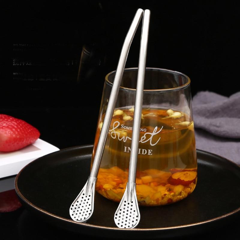 

Straw Spoon Multi-purpose Stainless Steel Straw Spoon Cute Creative Coffee Stirring Spoon Juice Milk Tea Spoon 2 pack