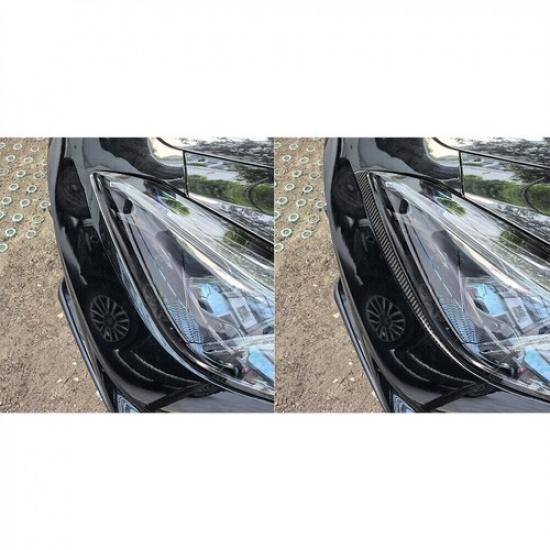 2x Real Carbon Fiber Front Headlight Below Lamp Strip Trim For Corvette C8 20-24