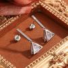 New Solid  Sterling Silver Drop Earrings Geometry Fashion AAA Zircon for Women Exquisite  Accessories Wedding