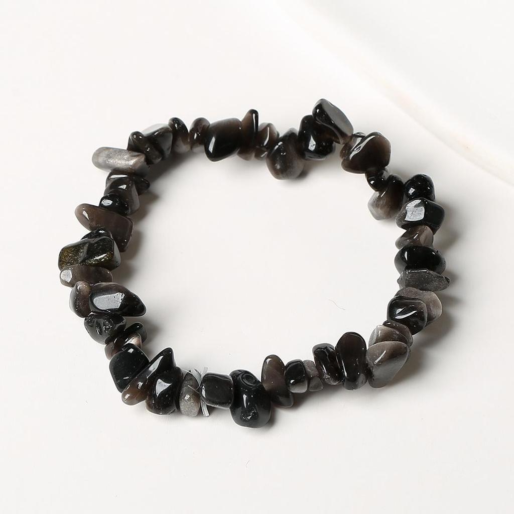 Elastisches Armband mit natürlichem Citrin-Chip: Unregelmäßige Rohsteinperlen in einem frischen, vielseitigen Stil