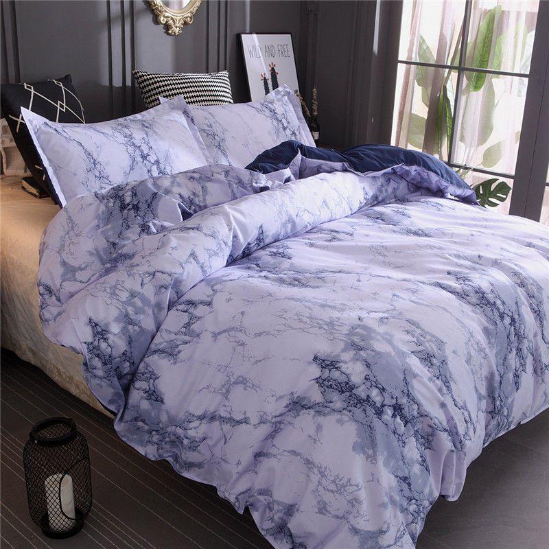 Versatile Marble Pattern Soft Bedding Duvet Cover Set With Matching Pillowcase Choices