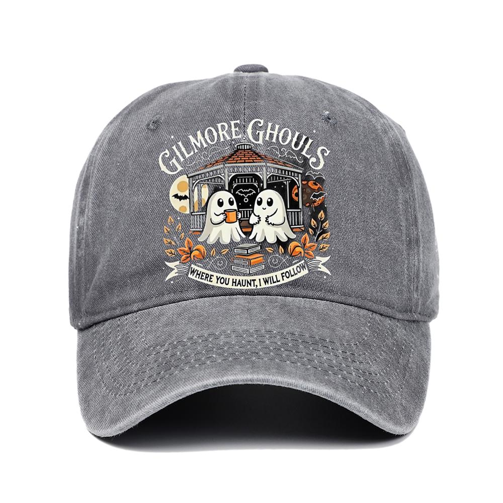 Letter Ghost Printed Baseball Cap for Men and Women, Adjustable Outdoor Sun Protection Hat, Halloween Holiday Gift Decoration