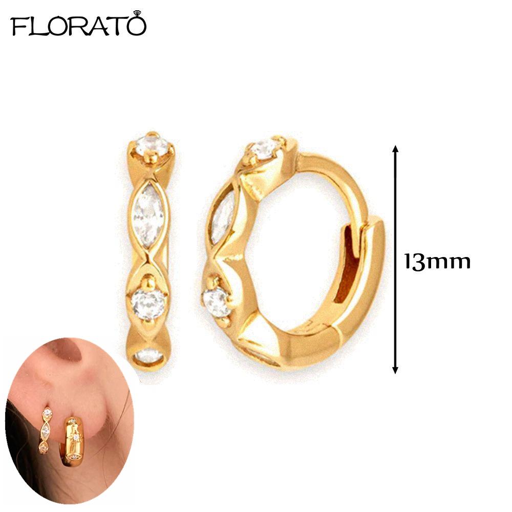 925 Silver Needle 11/13mm Small Hoop Earrings for Women Circle Piercing Huggie Earrings Multicolor Zircon Earrings Party Jewelry