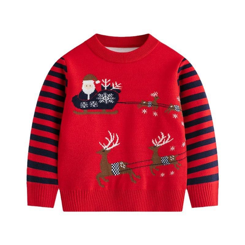 Bebek Noel Yuvarlak Yaka Örme Kazak Erkek ve Kız Çocuklar için