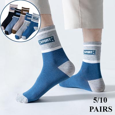 5/10 Paar Herren Sport Baumwolle Weiche Mid-Calf Socken Farblich passend Bequem Weich und Schweißabsorbierend Herrensocken