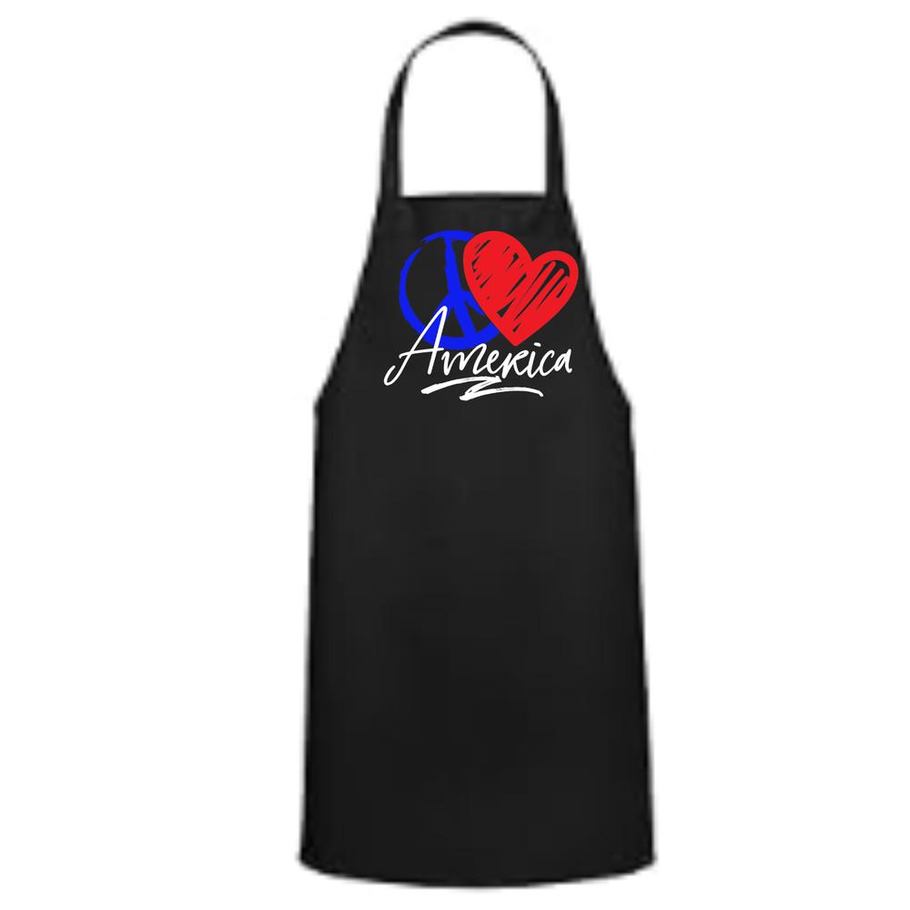Peace, Love, America - Black BBQ Apron Unisex T-Shirt L
