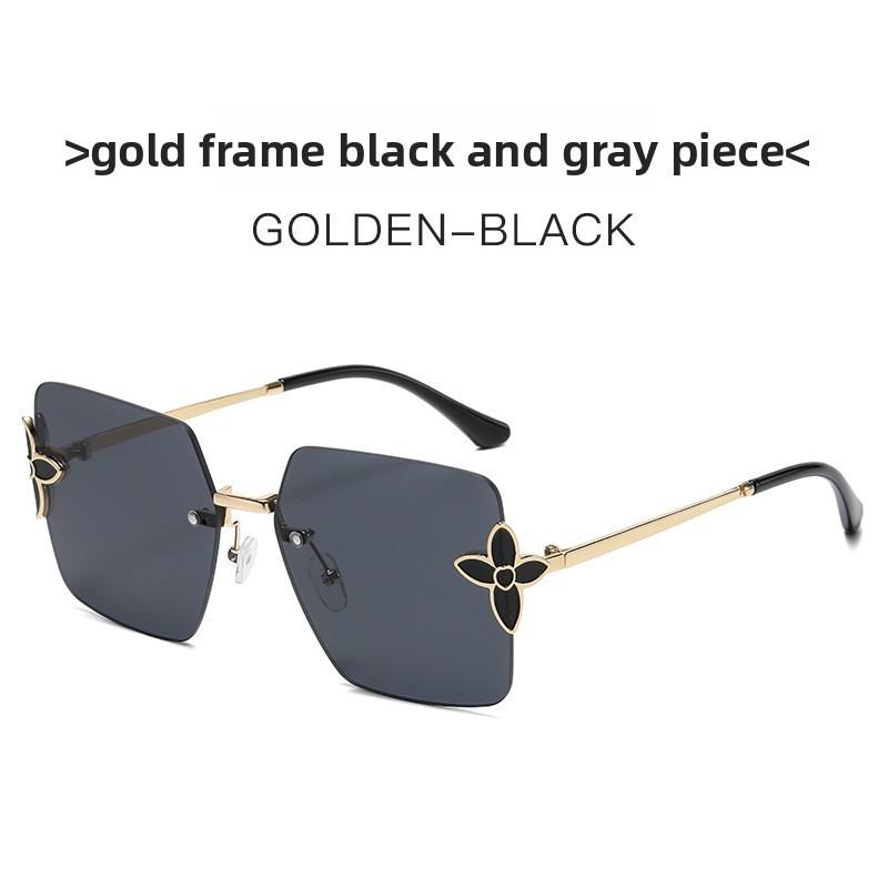Elegant Gold Frame Square Sunglasses With Gradient Gray Lenses For Casual Wear And Driving GoldFrameBlackGray
