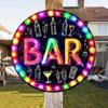 Mfoever Tin Sign Vintage Neon Effect BAR Cocktail Wine Bottle Themed Round Metal Tin Sign Retro Pub Man Cave Wall Decor Art Plaque