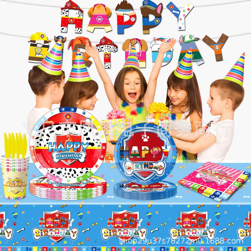 Cartoon Wang Wang Team Dog Paws Children'S Birthday Cake Party Disposable Tableware Decoration Supplies