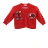 Long Sleeve V-neck Knit Cardigan L Red Baseball Kid's Used