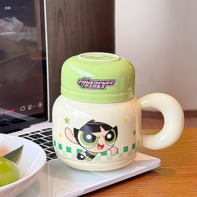 Ceramic mug with lid Couple water cup Household drinking water Breakfast cup Birthday gift 520ML