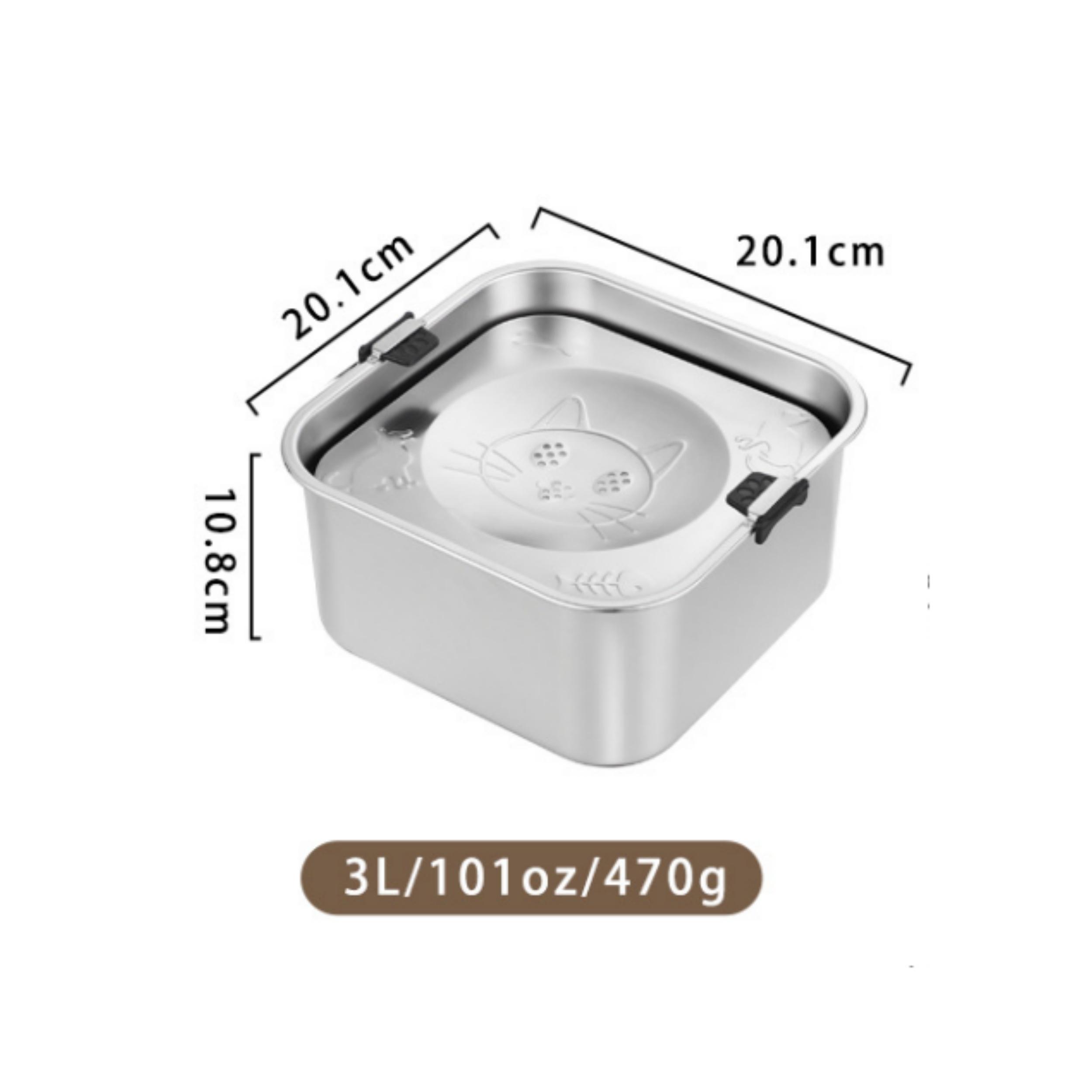 

304 Stainless Steel Anti-Slip Floating Pet Bowl – Spill-Proof Food & Water Feeder with Heavy Duty Design for Dogs Square 3L