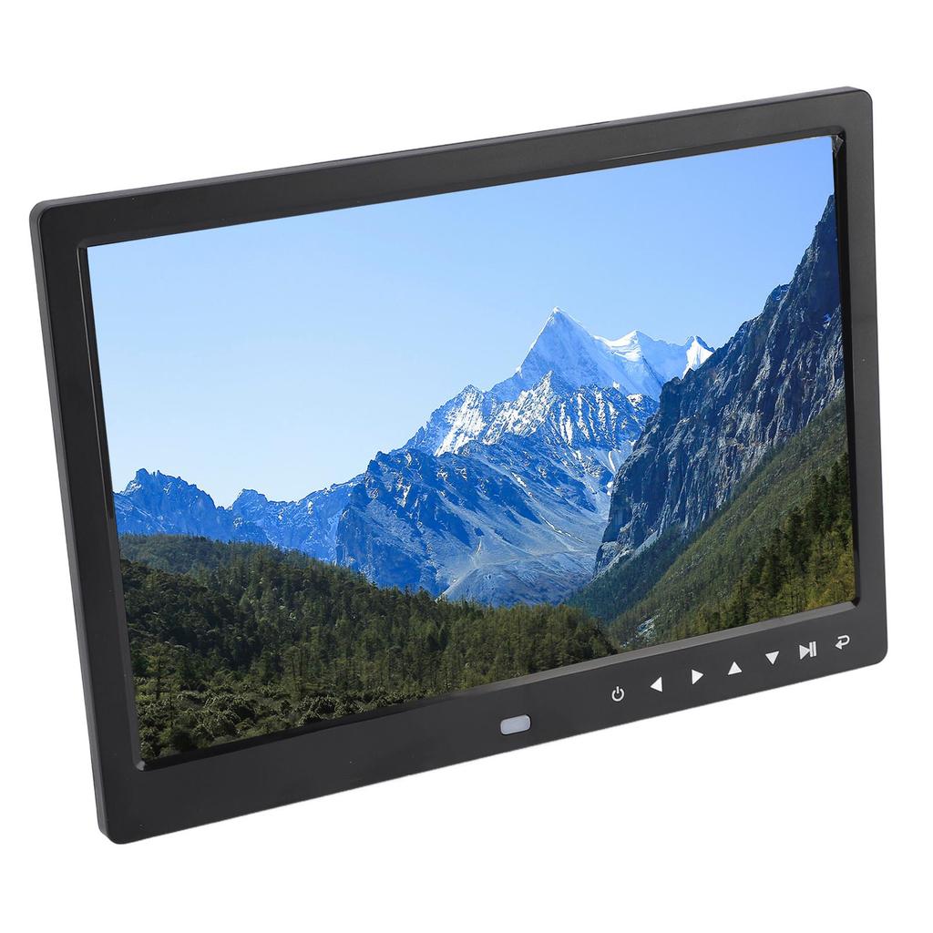 Digital Picture Frame 12in USB HD Load Photo Video From Phone Multi Function Advertising Machine with Speaker Black EU