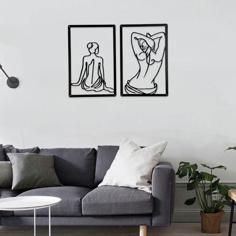 1Set Metal Minimalists Abstract Woman Wall  Line Drawing Wall Decors Single Line Female Home Hangings