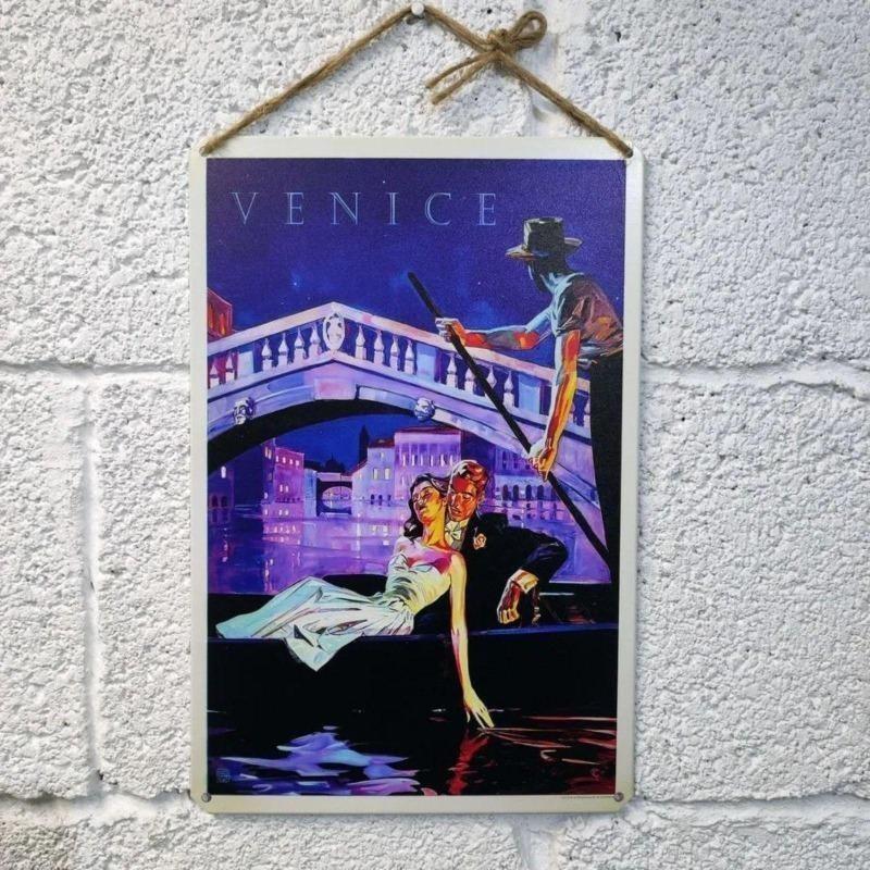 Venice Tourism Metal Poster, Vintage Travel Wall Art