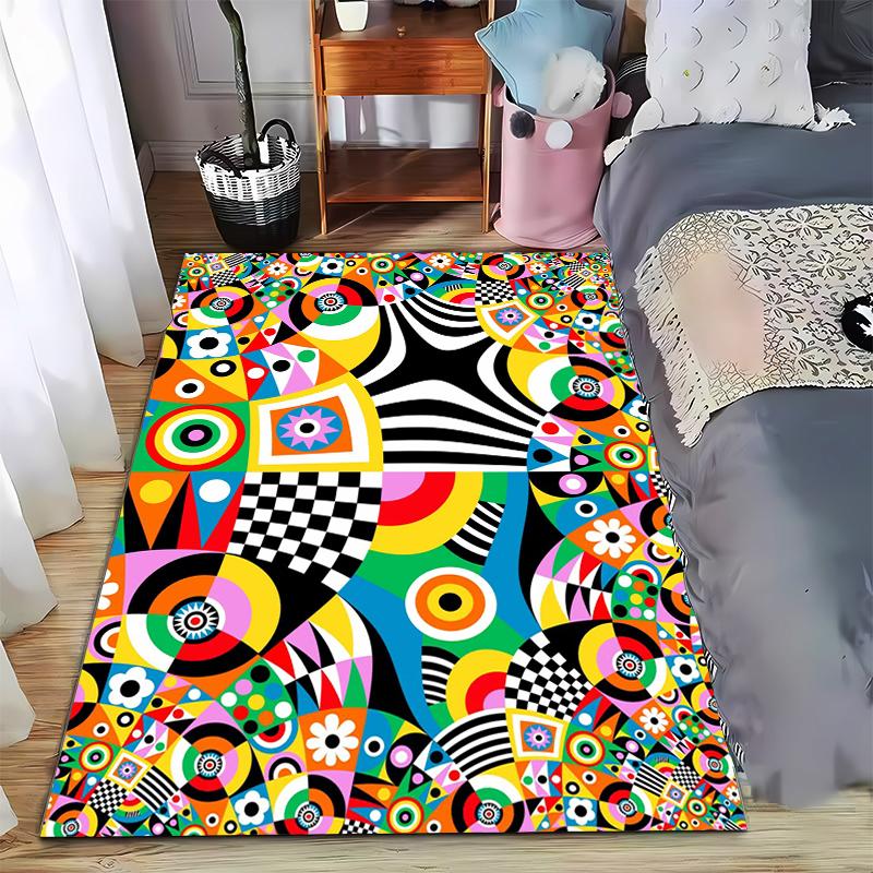 Colorful Geometric Abstract Carpet Non-slip Rug Suitable for Living Room and Bedroom Sofas