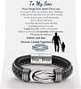 Bracelet en Cuir Nœud Infini pour Homme Anniversaire Noël Anniversaire Hommes Liés Ensemble pour Toujours Bracelet Manchette Tressé pour Fils