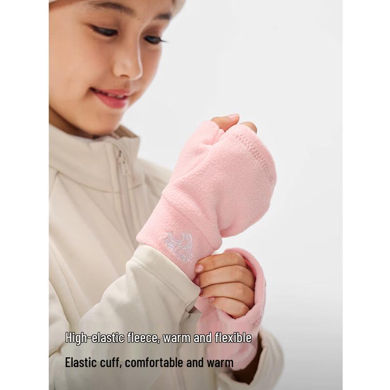 Pelliot Kids' Fleece-Lined Outdoor Half-Finger Knit Gloves