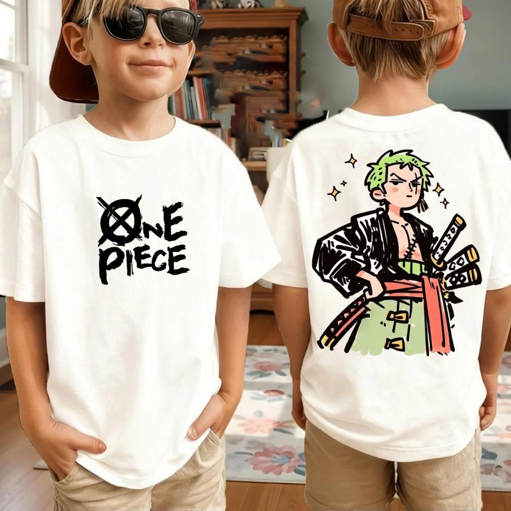 One Piece Anime T-Shirt für Herren mit Aufdruck von Roronoa Zoro, Jungen, Kindern, Harajuku, Kurzarm, Luffy-T-Shirt, Bekleidung