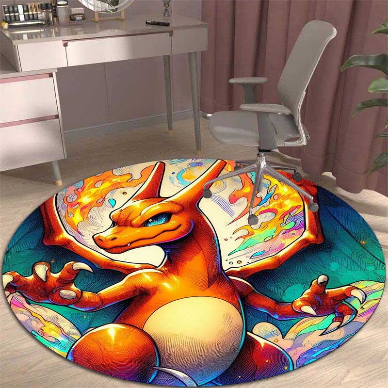 3DPikachu HD Cartoon Round Rug, Suitable for Decorating Living Rooms, Bedrooms, Sofas, and Playrooms; Non-slip Gift.