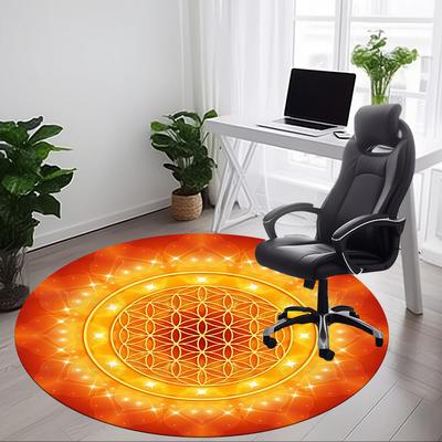 1 Stück Blume des Lebens Mandala Stuhl Teppich für Büro, Weich, Rutschfeste Polyester Matte, Büro, Wohnzimmer, Schlafzimmer, Langlebiges Polyester yy251207202